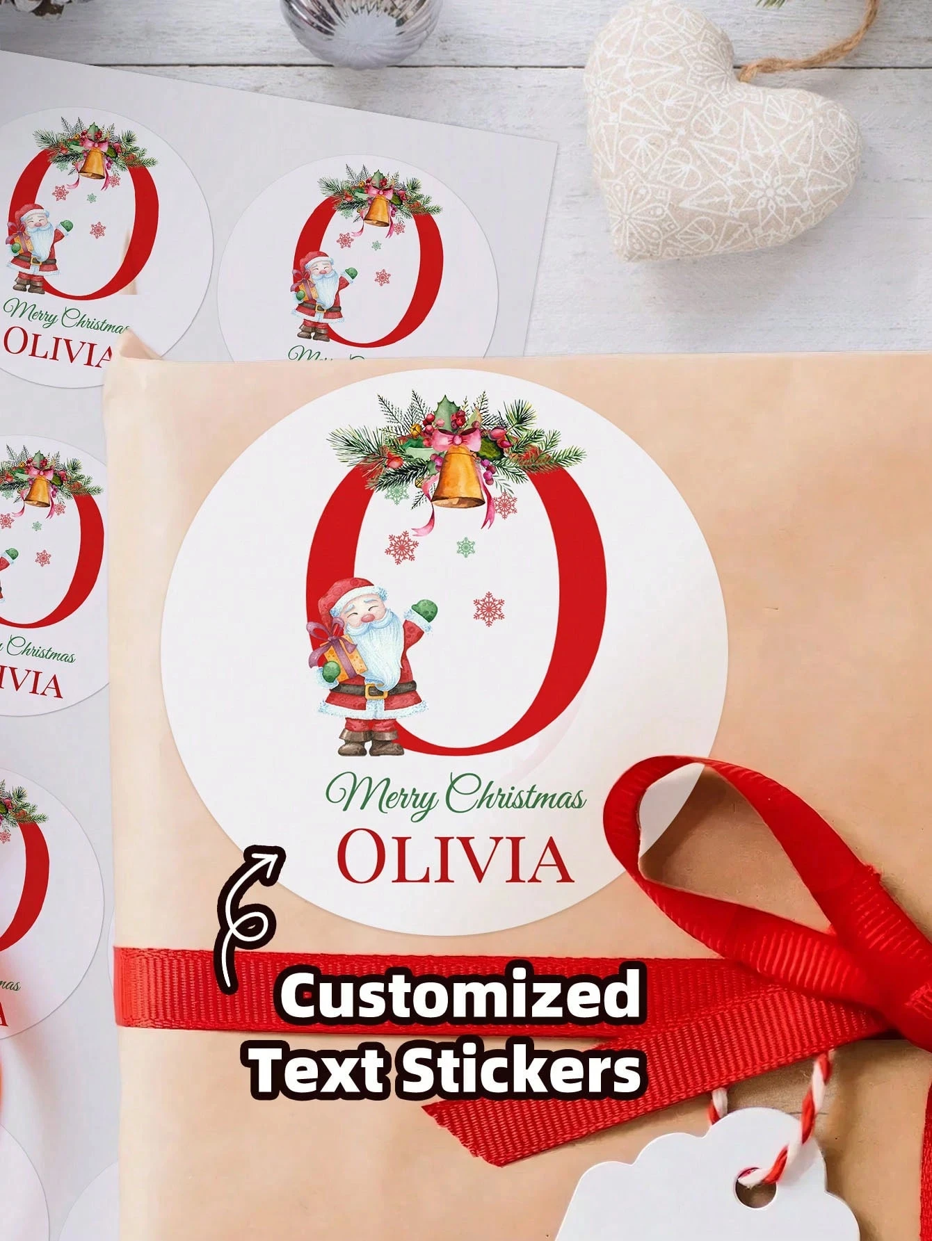 ملصقات أسماء شخصية 4-6 سم - ملصقات عيد الميلاد القابلة للتخصيص، ملصقات هدايا عيد الميلاد، زينة العطلات، هدايا الحفلات #1