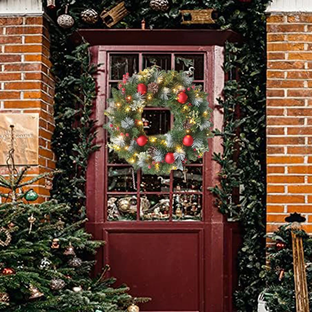 

Рождественский венок с красным фруктовым дизайном для украшения дома, подходит для различных праздничных мероприятий, пластик 30, 35, 40 см