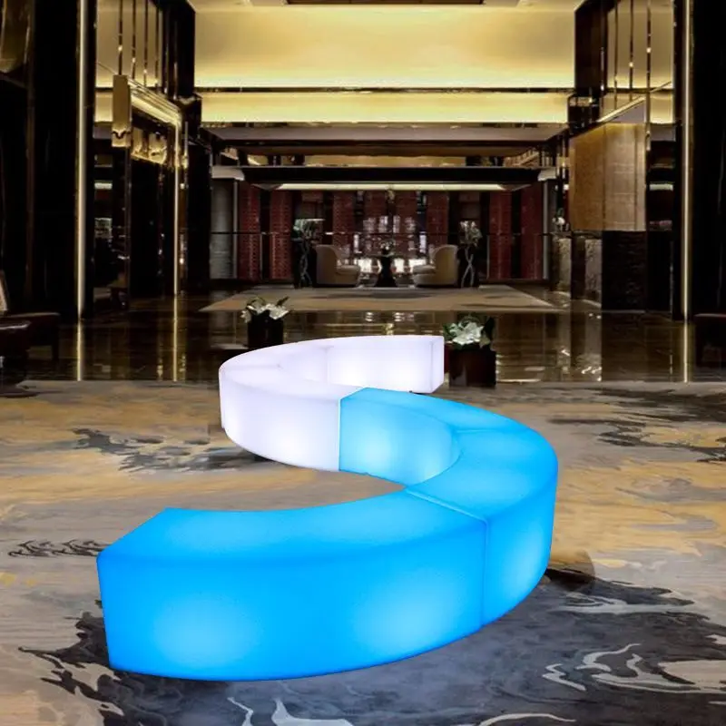 الإبداعية 16 ألوان تغيير Led الإضاءة منحني بار البراز في الهواء الطلق البلاستيك مقاعد الفناء قابلة للشحن ملهى ليلي الطعام الكراسي #3