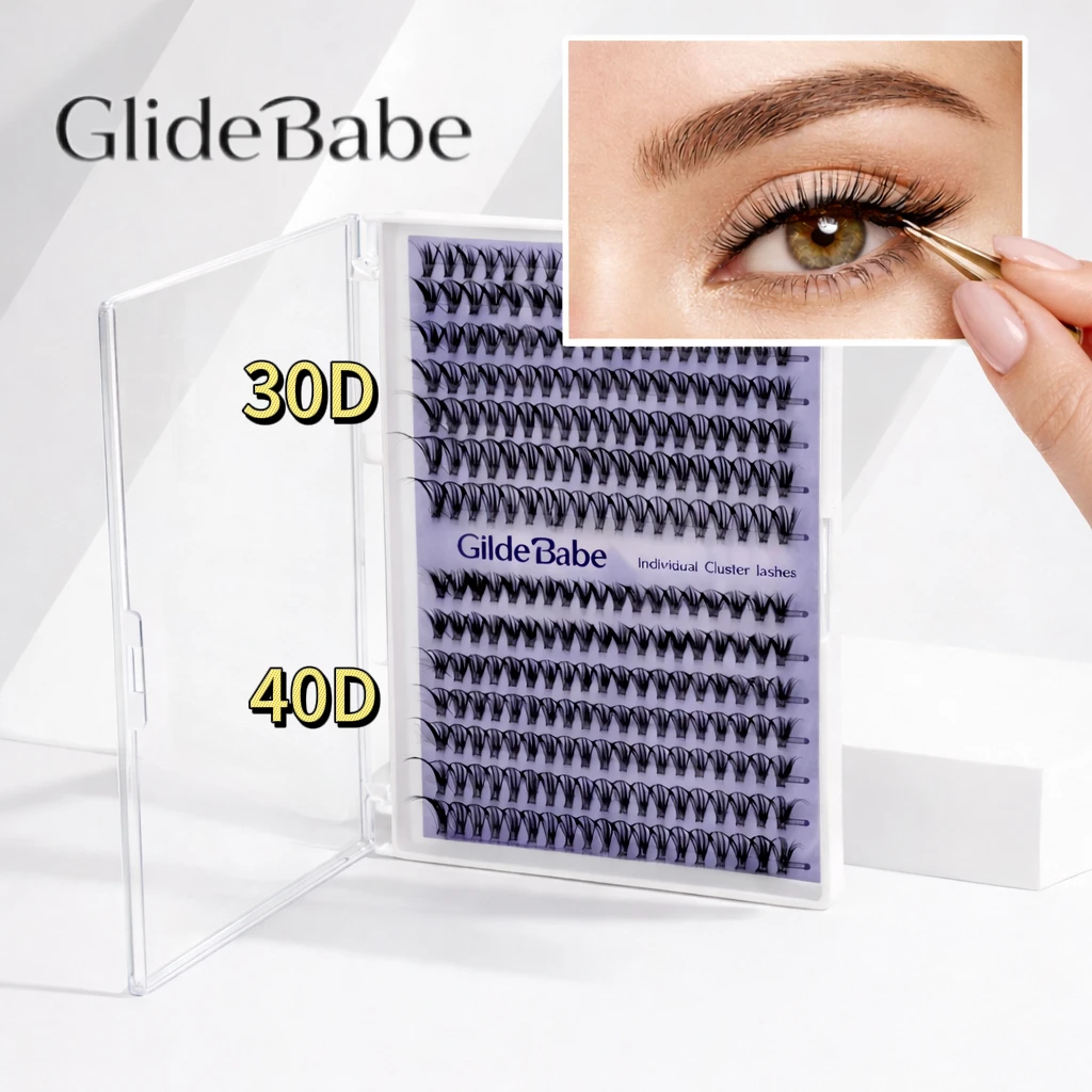 

Наборы для наращивания ресниц GlideBabe Individual Cluster Lash Kits 30D 40D, ресницы для самостоятельного наращивания, эффект кошачьего глаза, для ежедневного макияжа и подходят для начинающих.