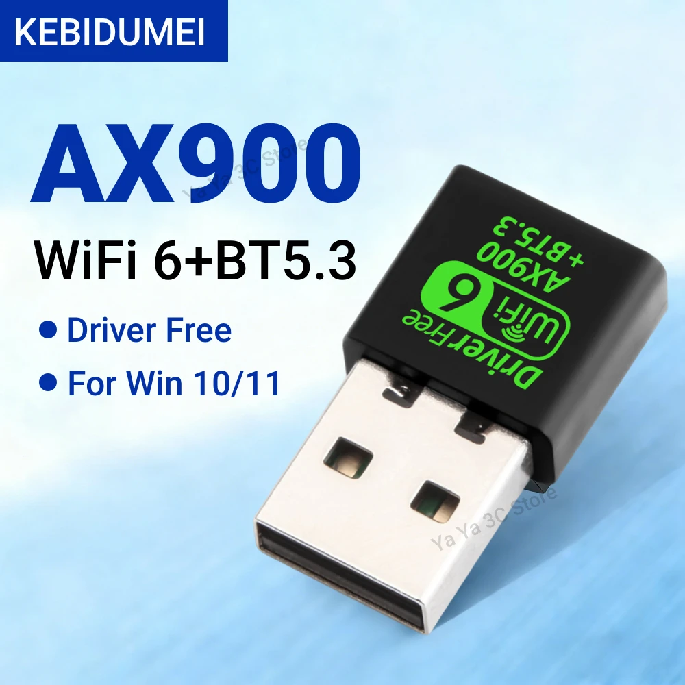 

USB-адаптер Wi-Fi 6 и Bluetooth 5.3, 900 Мбит/с, 2-в-1, двухдиапазонный (2,4 ГГц и 5 ГГц), беспроводной сетевой USB-приемник для Windows 10/11