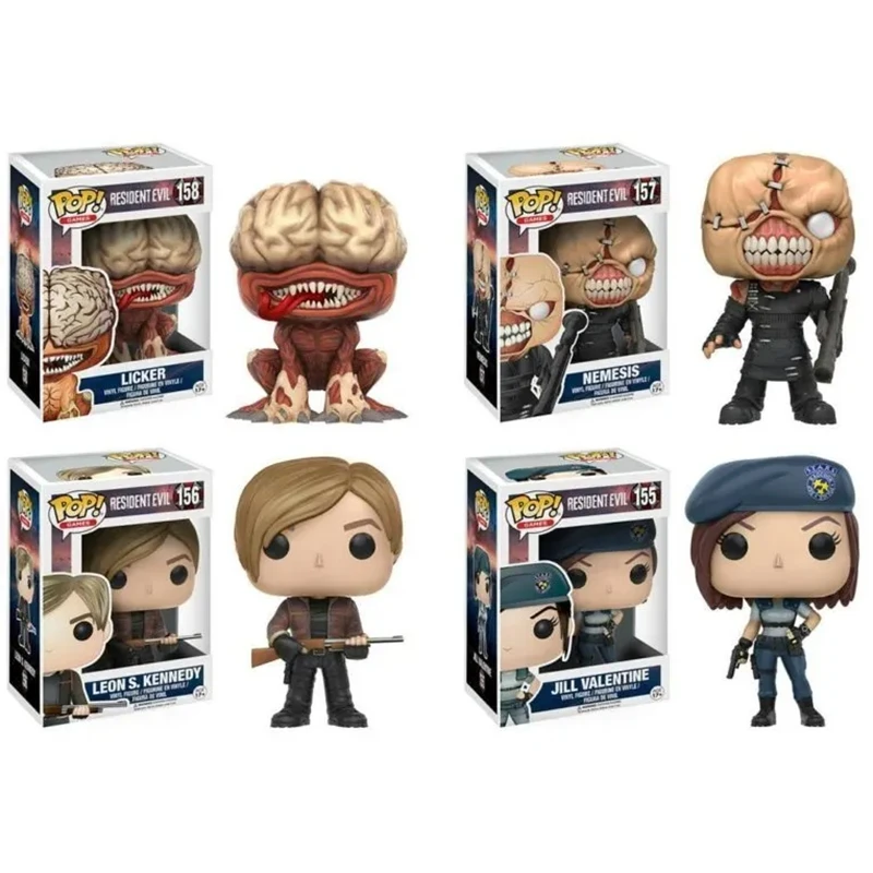 Funko POP! Resident Evil Jill Valentine # 155 Leon # 156 Nemesis # 157 Licker # Colección de 158 Figuras de Vinilo, Modelo de Acción, Juguetes de Regalo