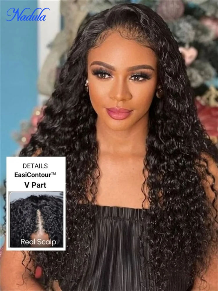 

Nadula EasiContour™ V Part Wig Human Hair Jerry Curly Real Scalp V Part Human Hair Wig Beginner Friendly