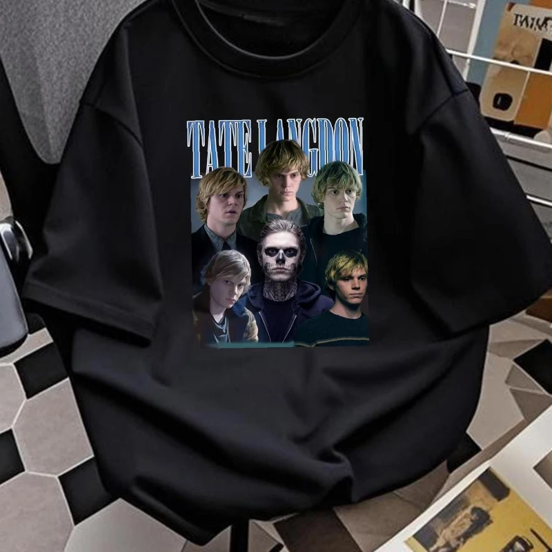Retro American Horror Story Tete Landon Ivan Peters T-shirt Four Seasons Men and Women Pure Cotton Casual Fashion Streetwear