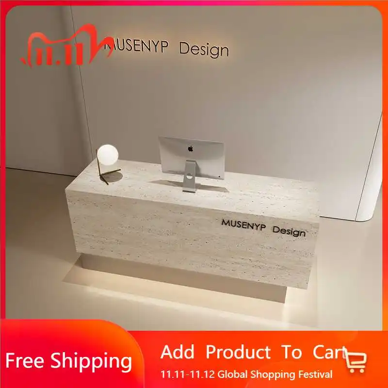 

Display Elegant Reception Desks Customer Modern Light Luxury Drawers Counter Reception Desks Beauty Welcome Bureau Furniture