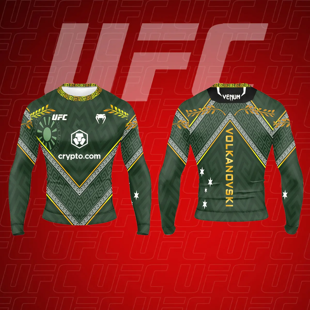 

2025 volkanovski UFC mixed martial arts boxing Extreme sports oversized round-neck long-sleeved sports T-shirt training top