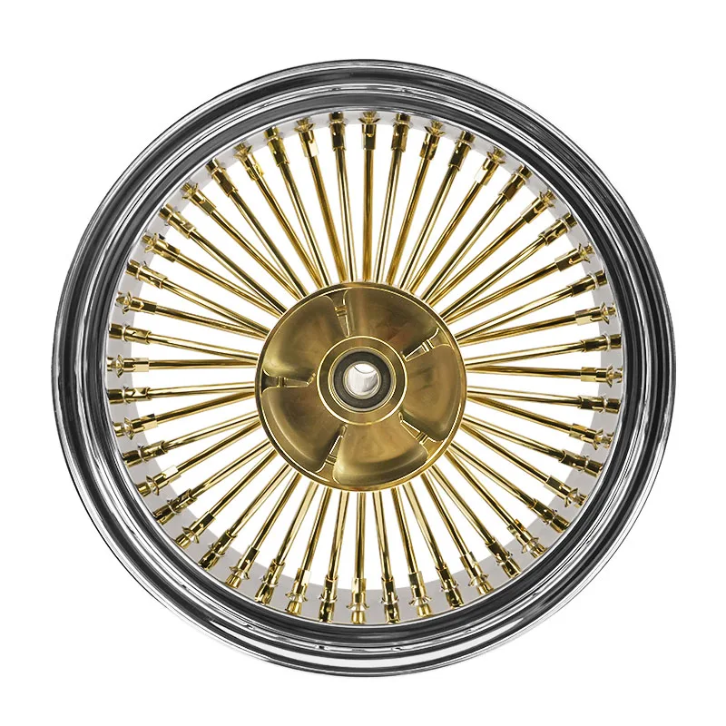 Gold Color Aluminum Alloy Wheel Accessories for Front & Rear Compatible with for Harley 08-later FLSTF FLSTFB FLSTFBS 2