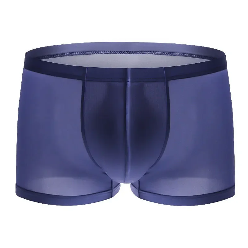 

Sexy Men's Ice Silk Underwear Ultra Thin Solid Briefs Male Transparent Seamless Trunks Underpants Erotic Lingerie