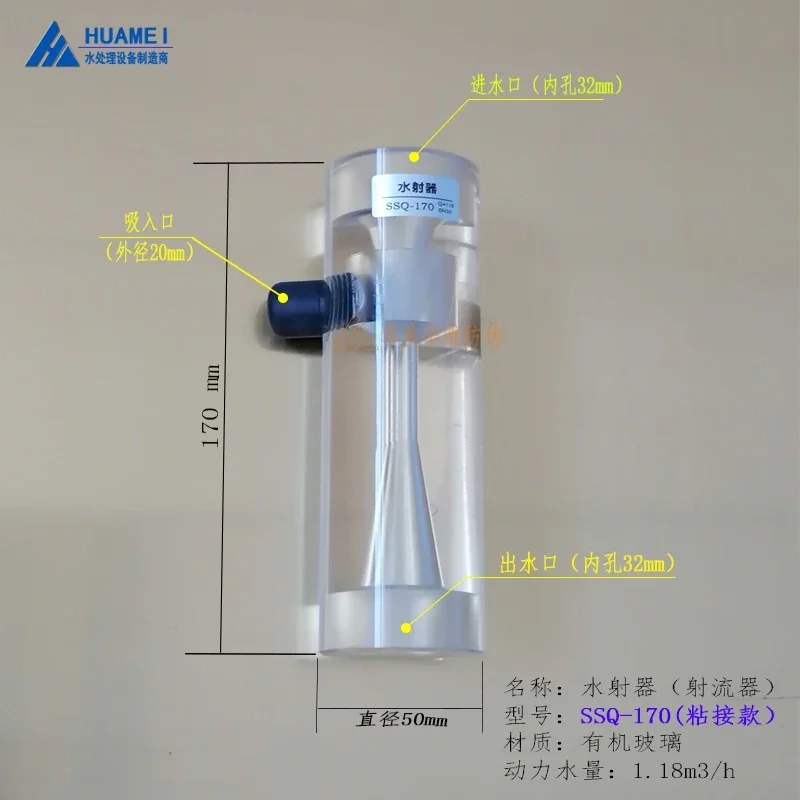 SSQ-type Water Ejector Transparent Plexiglass Material Special Ejector for Venturi Water and Fertilizer Machine