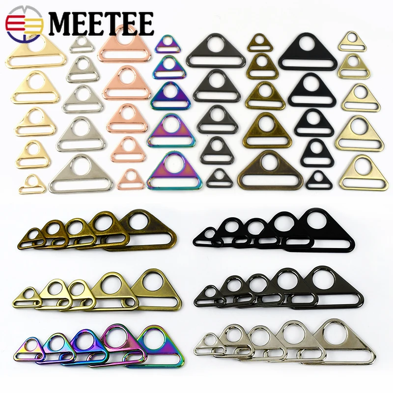30/50Pcs Metal Triangle Buckles Adjustment Triangular Buckle D Rings Bag Strap Webbing Belt Carabiner Clasp Hardware Accessories