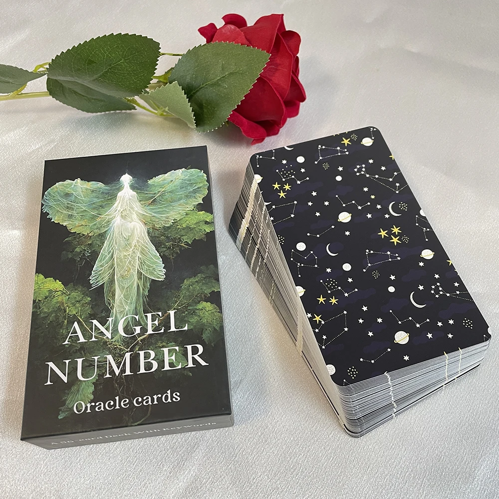 12x7cm Angle Number Oracle Cards in Box English Version Tarot Deck Keywords Divination Prophecy