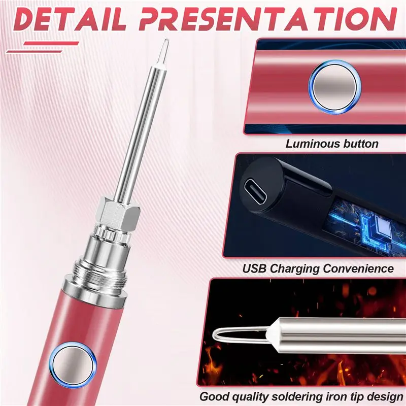 AA81-Adjustable 510 Thread Mini Soldering Iron Kit USB Soldering Iron With Cap 3 Gear Voltage Electronic Welding Repair Pen