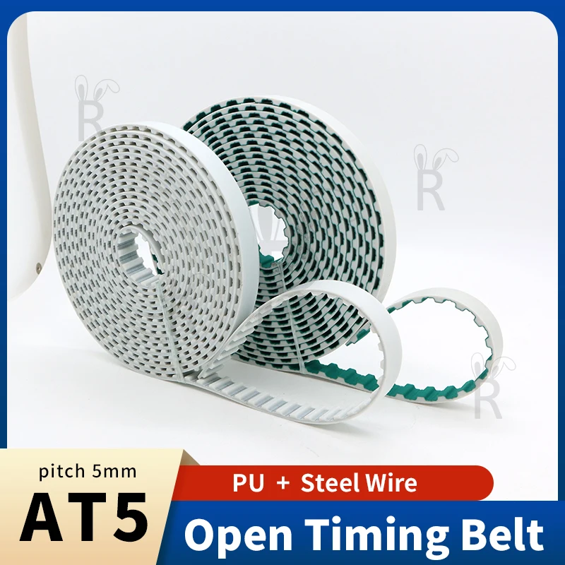 AT5 Open Timing Belt Pitch=5mm Polyurethane Belt PU Synchronous Belt Width 10mm 15mm 20mm 25mm 30mm Laser Engraving CNC AT5 Belt
