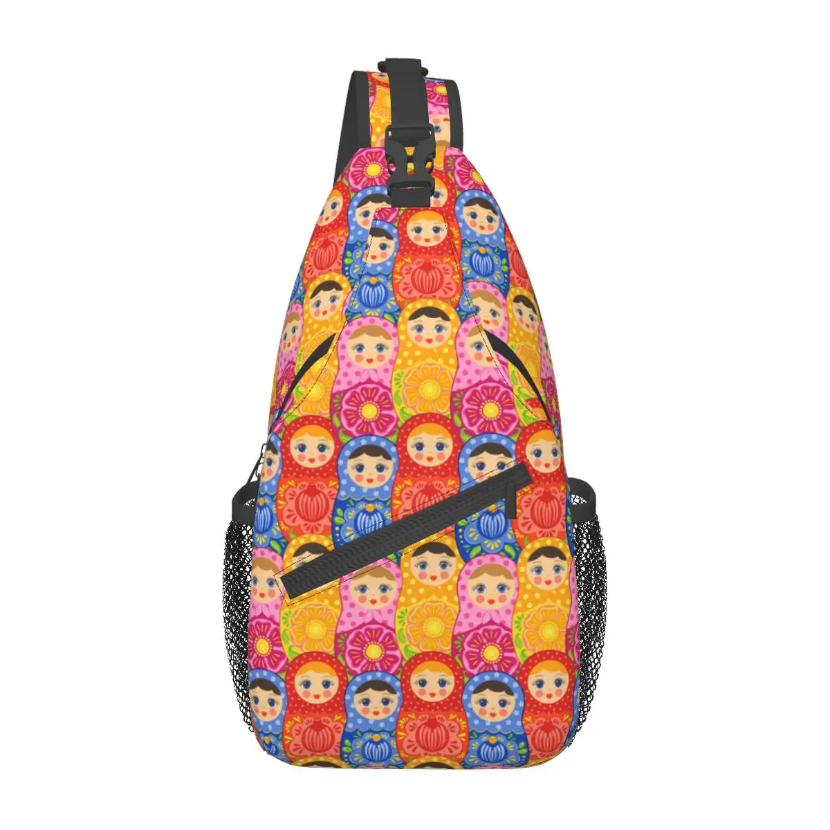 

Matryoshka Russian Doll Crossbody Sling Bags Pattern Chest Bag Cartoon Anime Shoulder Backpack Daypack for Hiking Travel Biking