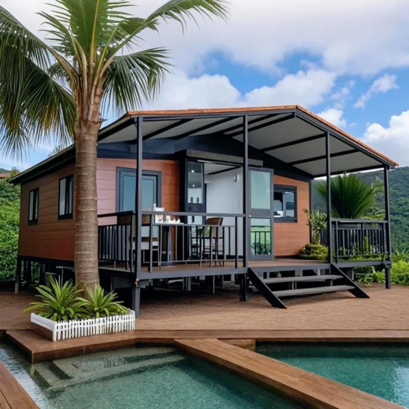 منزل حاوية جاهزة قابلة للتوسيع هيكل فولاذي قابل للطي مقاوم للماء منزل صغير 20 قدم 30 قدم 40 قدم مخصص