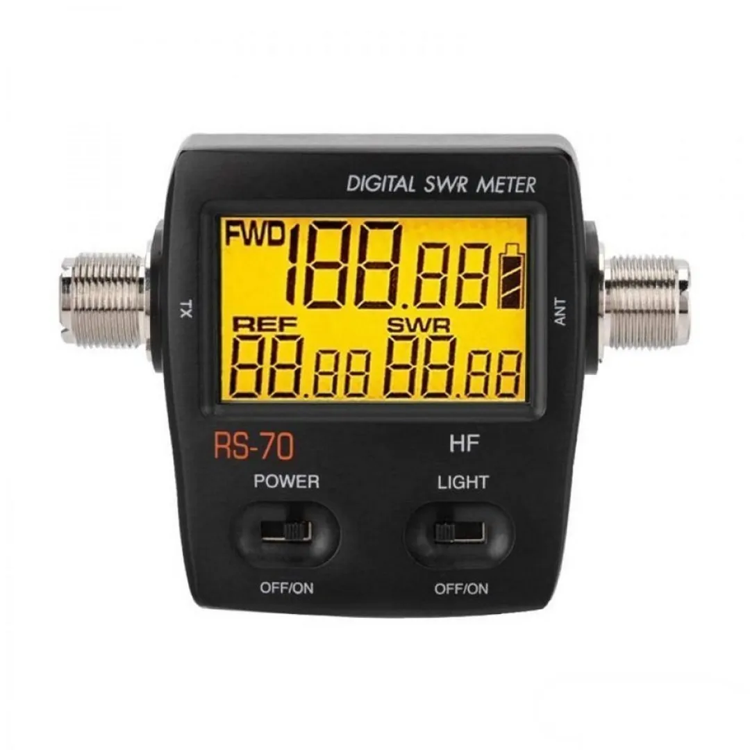 NISSEI RS70 Digitales SWR- und Wattmeter, 1,6–60 MHz, HF-Bänder, 200 W Leistung, SO239 (M-Typ), Anschluss für tragbares Funkgerät