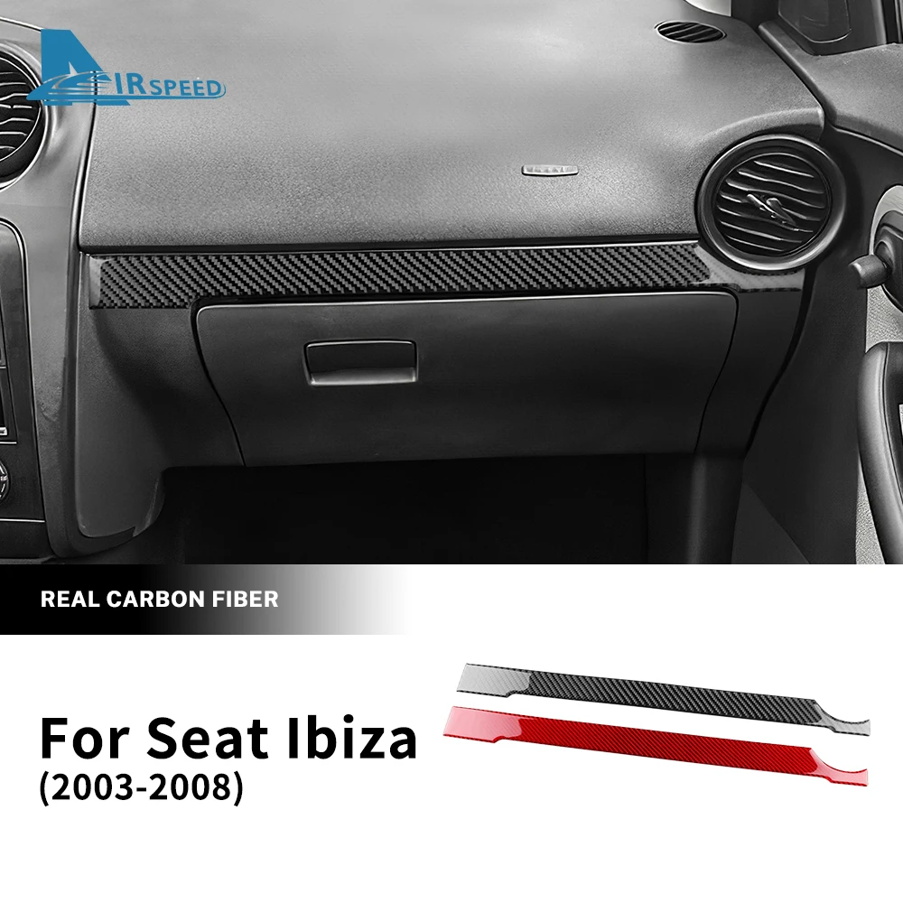 Real Soft Carbon Fiber Sticker For Seat Ibiza 2003 2004 2005 2006 2007 2008 LHD RHD Car Passenger Co-pilot Strip Trim Interior