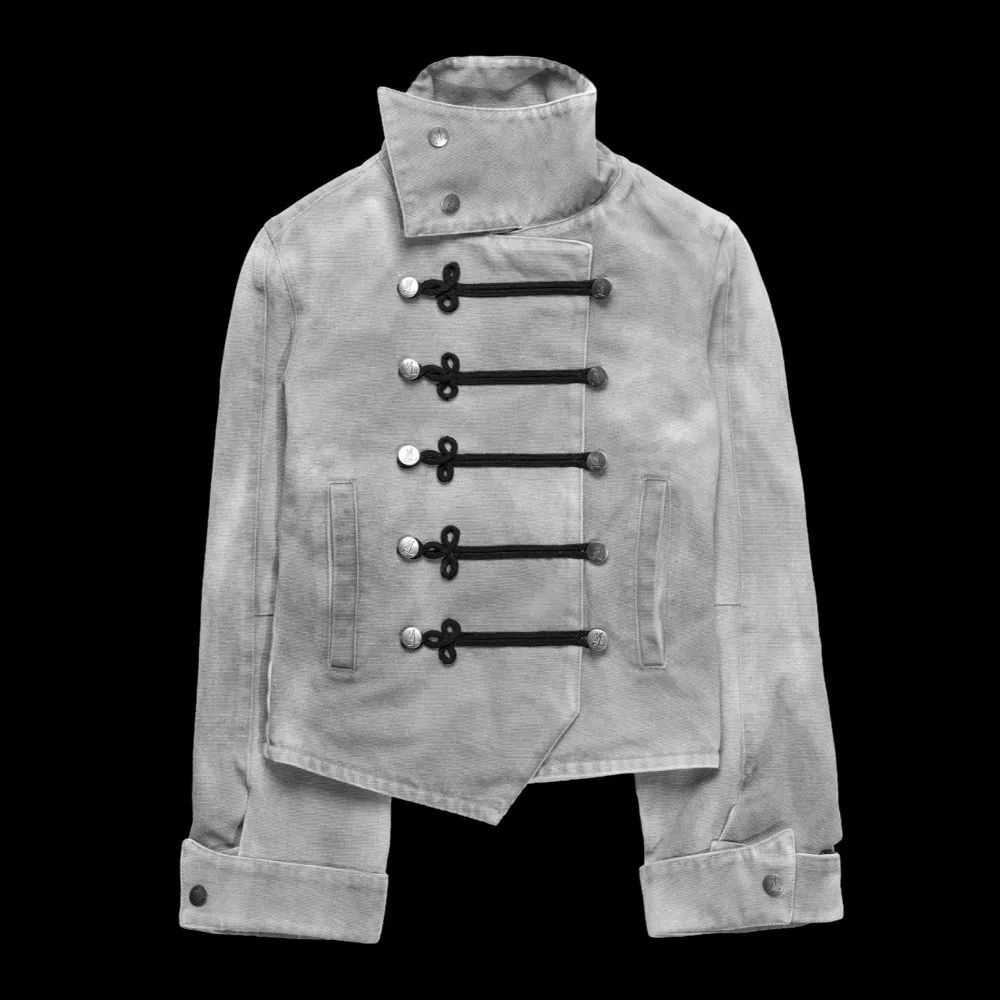 Napoleon Style Short Jacket Slim Fit Turtleneck Court Style Coat Long Sleeve Multi-layer Fasteners Stand Collar Coat Streetwear