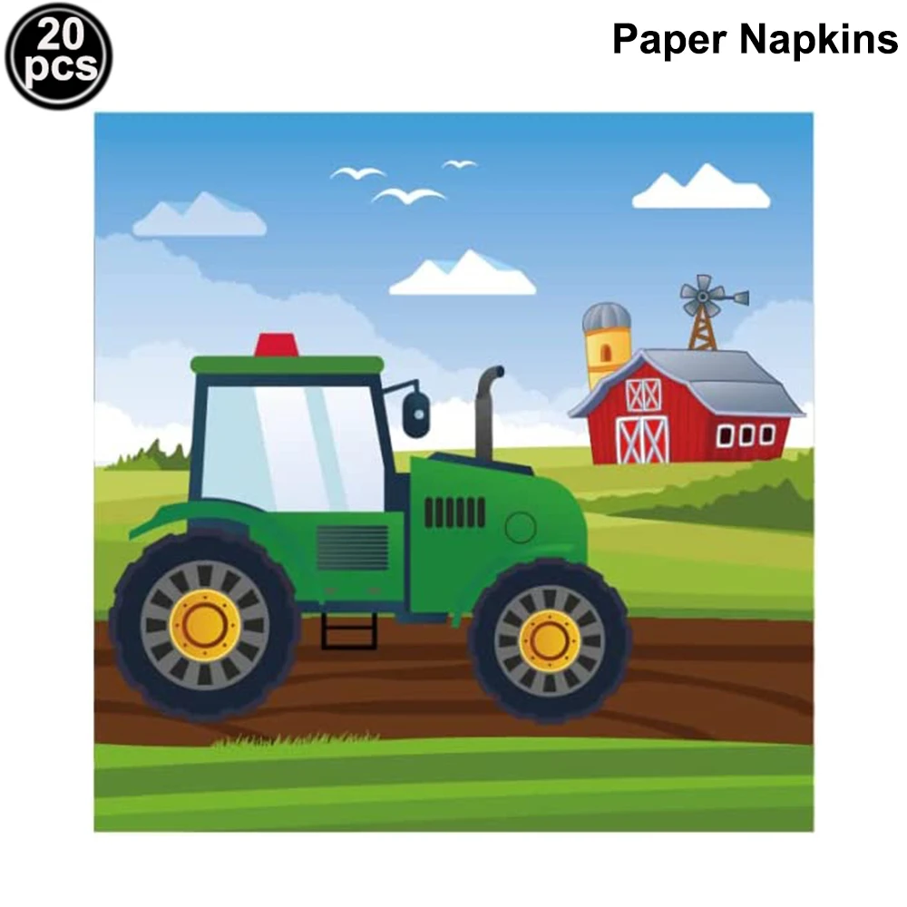 Farm Green Tractor Party Happy Birthday Banners Plates Napkins Tablecloths Farm Themed Birthday Party Supplies Decors