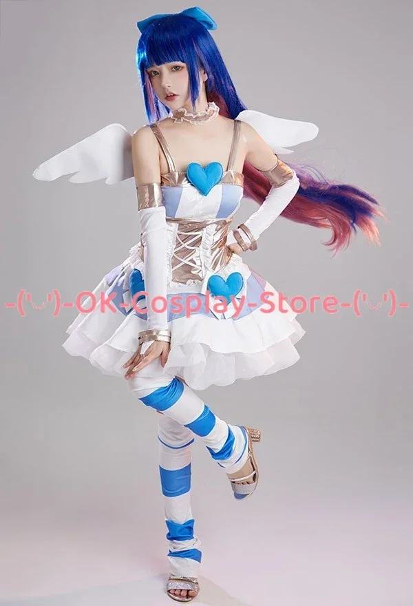 Stocking Angel Dress Cosplay Costume Anime Panty & Stocking  with Garterbelt Cosplay Party Suit Halloween Uniforms Custom Made