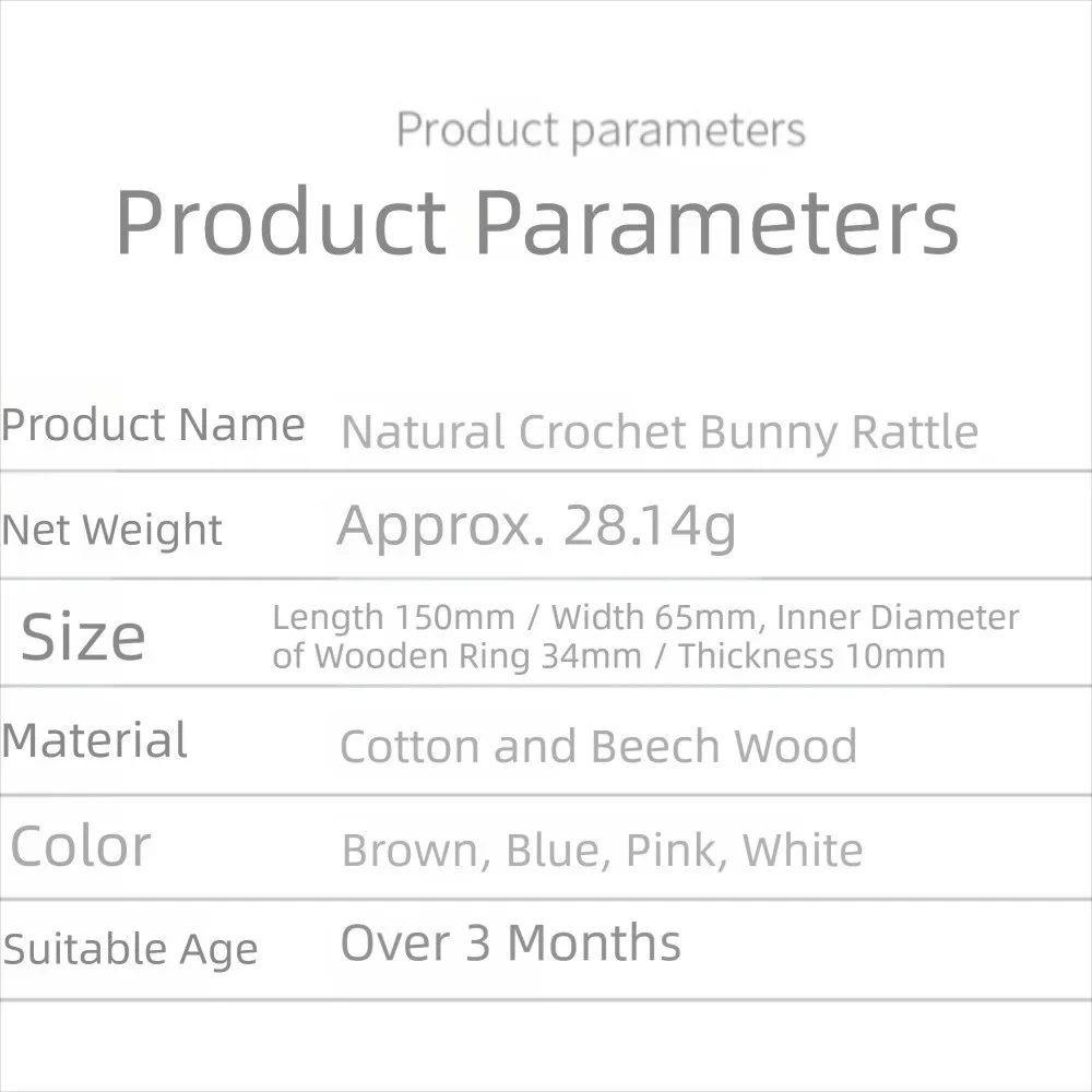 خشخيشة خشبية على شكل أرنب كروشيه محبوكة على شكل حيوانات كرتونية مدمن مخدرات عضاضة خشبية ناعمة تصميم مهدئ قابل للعض