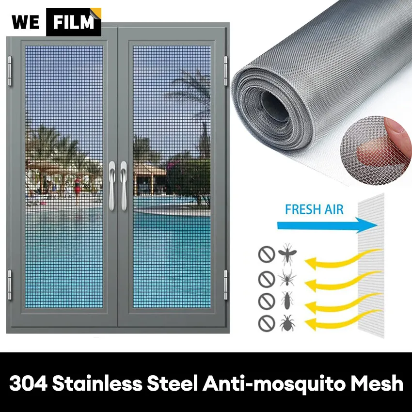 304 Stainless Steel Woven Mesh Wire Mesh Window Mesh for Door Screen Patio Screen Cabinet Stainles Steel Screen Net