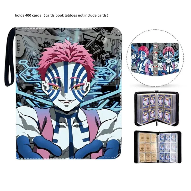 400pcs/900pcs Card Album Book Anime Demon Slayer Kamado Tanjirou Collection Card Zipper Game Cards Binder Holder Kids Gifts Toys