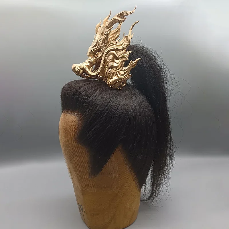 Corona de dragón de resina, tocado de Cosplay de Anime, accesorio para el cabello de guerrero chino antiguo dorado, juego de película de TV, fiesta de Festival de Halloween