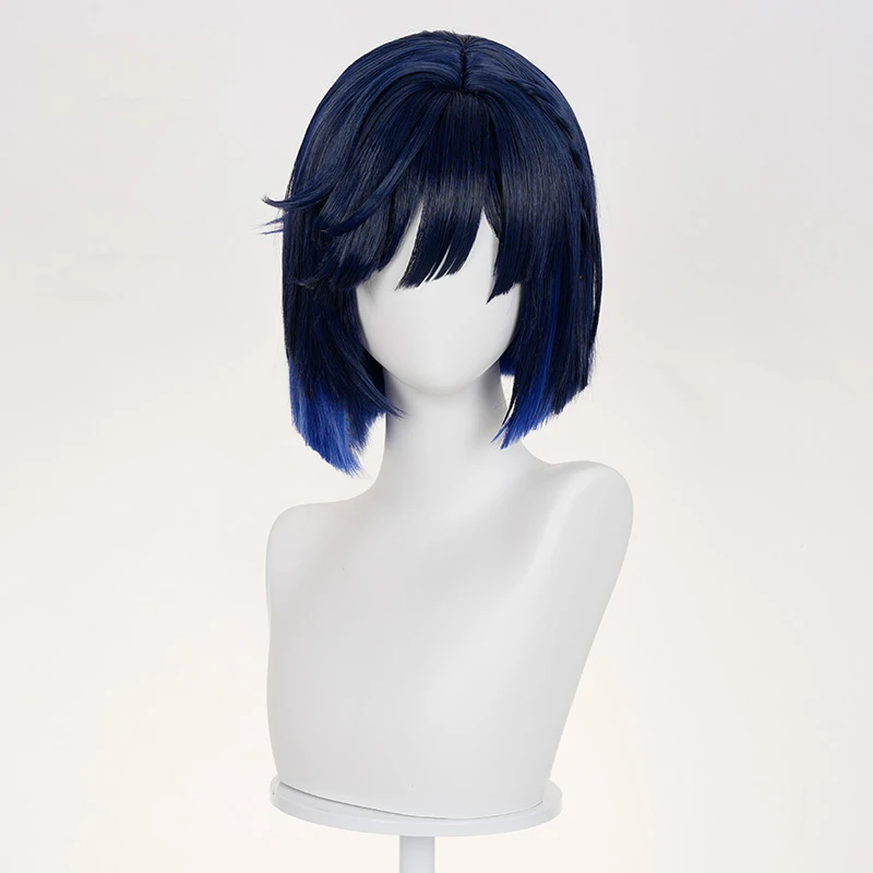 Genshin Impact Yelan Cosplay Wig Short Black Purple Gradient Wig Anime Yelan Quiet and elegant banquet wig  Heat Synthetic