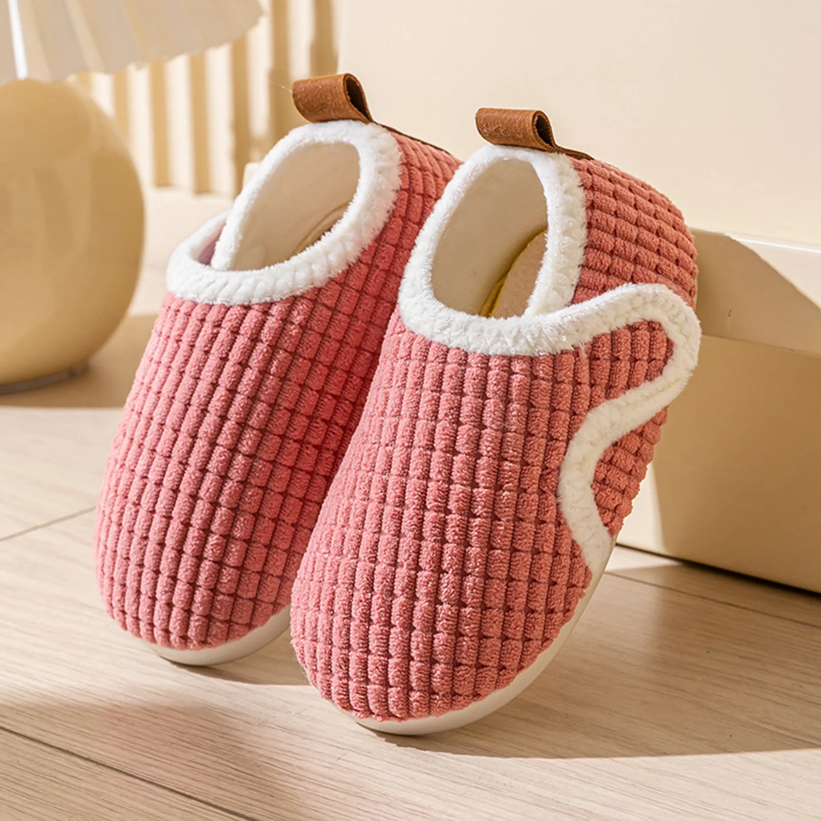 Peuter Kind Katoenen Slippers Effen Warm Kind Winter Thuis Schoen Jongen Meisje Pluche Vloer Schoen Indoor Zachte Zool Antislip Katoenen Schoenen