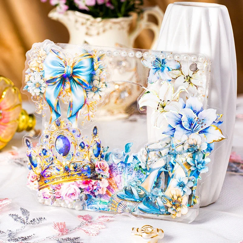 20Sheets Stickers Princess Diary Shell Light Handbook Decorative Material Sticker Collage School Supplies Scrapbook Cut 128*85MM