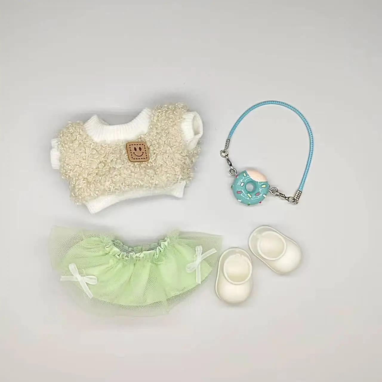 

Mini Doll'S Clothes Outfit Accessories for 15-17cm Ropa Labubu & 10cm Cotton Doll Love Hoodie Pink Yarn Skirt Clothing no doll