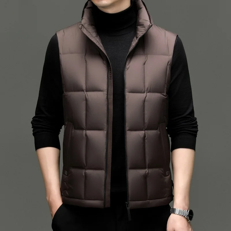 

Мужской пуховый жилет с воротником-стойкой, повседневный, модный, теплый, осенне-зимний, новый, из полиэфирного волокна, с наполнителем из пуха