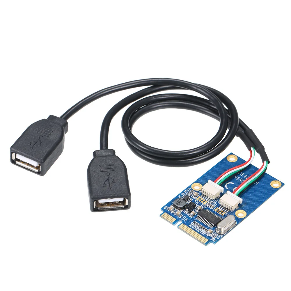 Mini pci-e to usb adapter card, notebook main board mpci to dual port usb2.0 interface expansion card