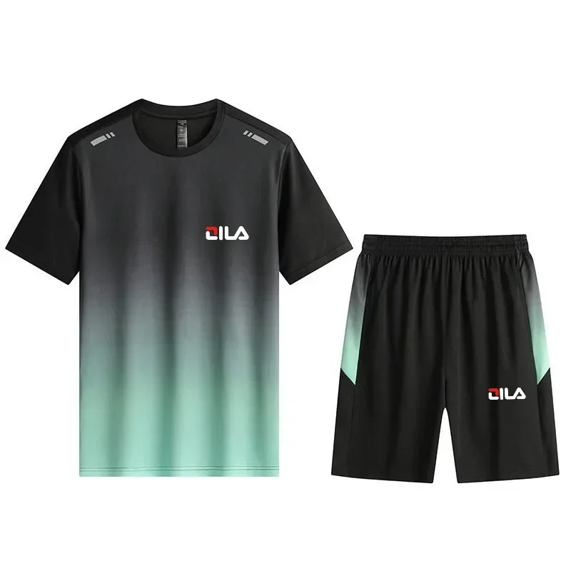 High quality Men's Korea Comfortable and Breathable Suit Summer Fashion Print Sports Suit Fitness Jogging Daily Casual Wear set