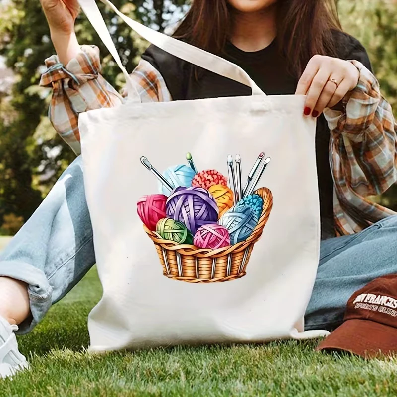 

Юмористическая вязаная большая сумка для пар унисекс с вязанной крючком сумкой с цитатой для пикников на открытом воздухе, вечеринок, путешествий