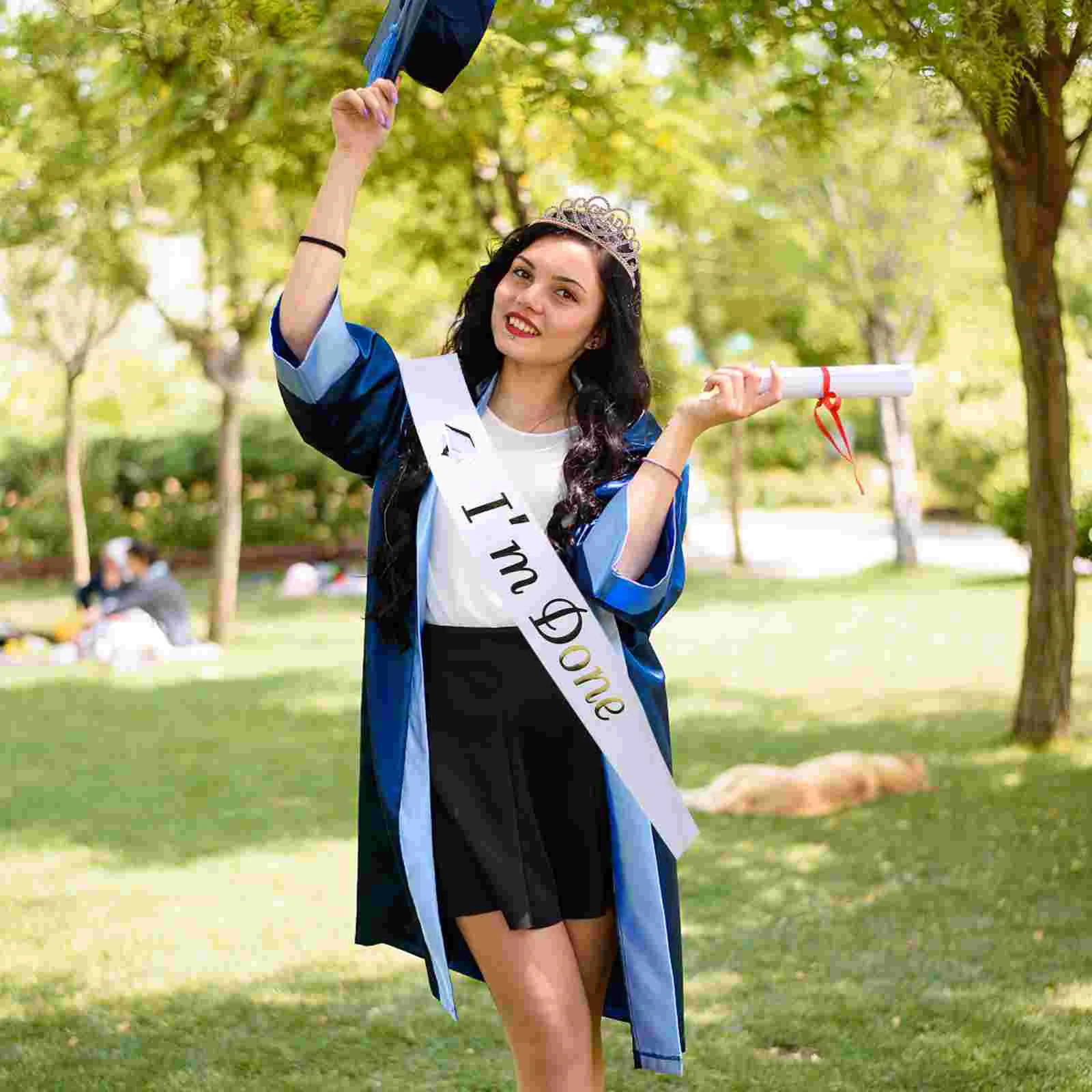 

Graduation Crown Sash Set Alloy Rhinestone Party Supplies Shoulder Straps Preschool Girl Student Grad Accessories