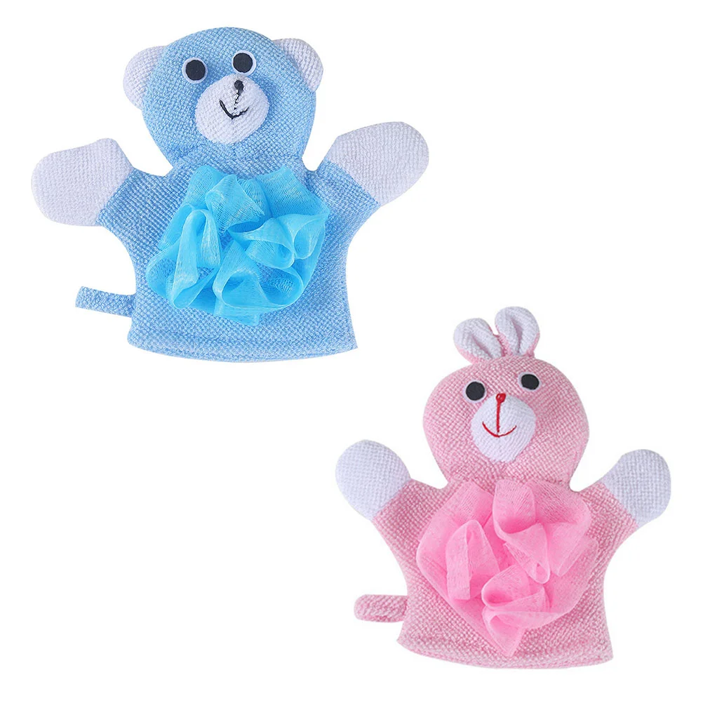 

2 Pcs Babies Shower Toys Bath Towel Sponge Cartoon Scrubber Tub Children Skin Mesh for Kids Gloves