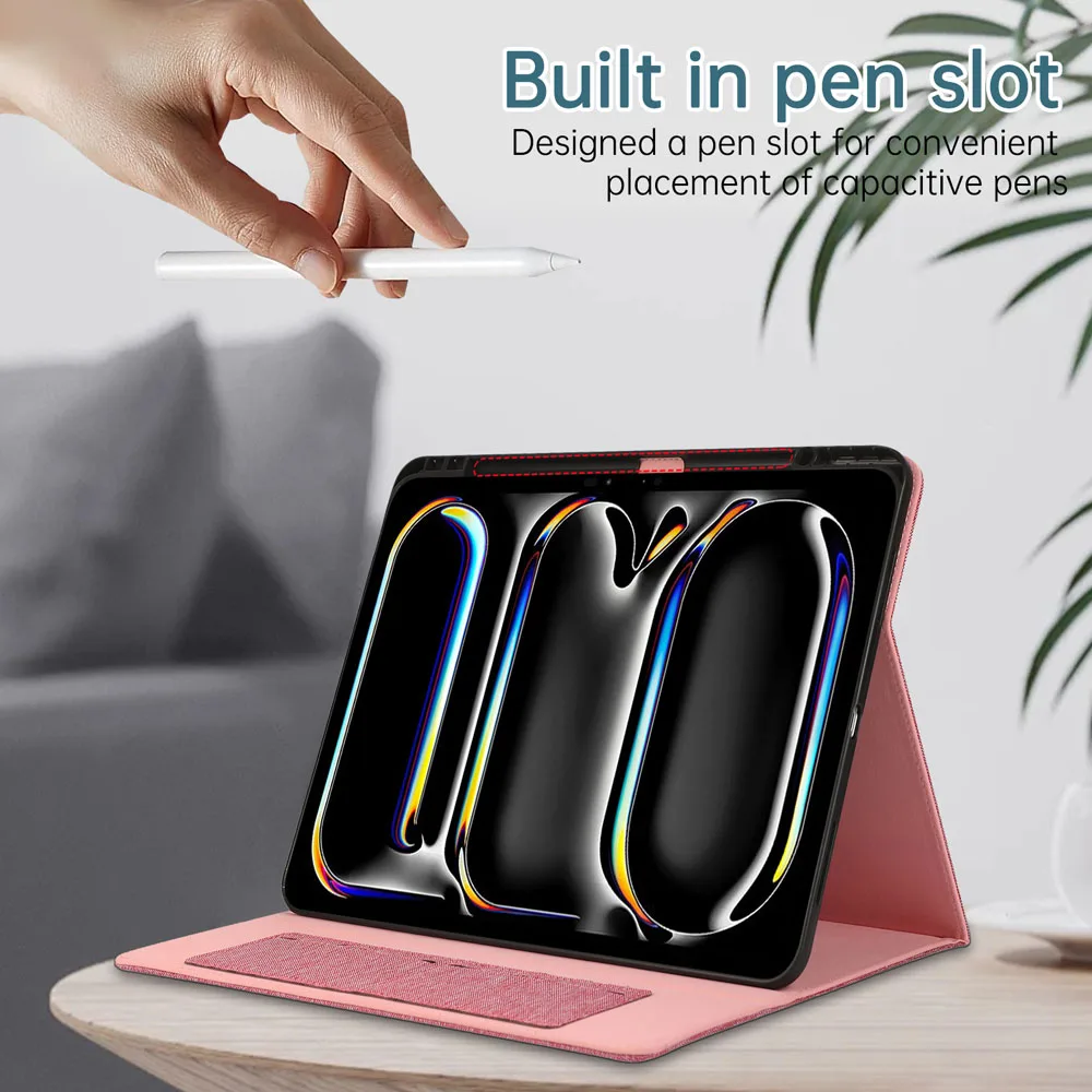 Soft Fabric Flip Stand Case for iPad Pro 11 M4 M5 2024 2025 11 Inch Tablet Shell Cover with Stand Function