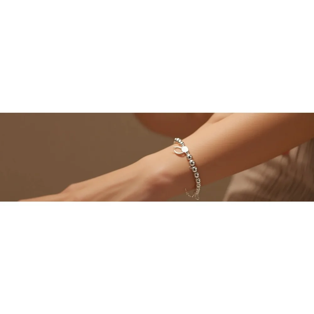 

Браслет из серебра 925 пробы с ручной работой, цепочка с шариками 4 мм, для женщин