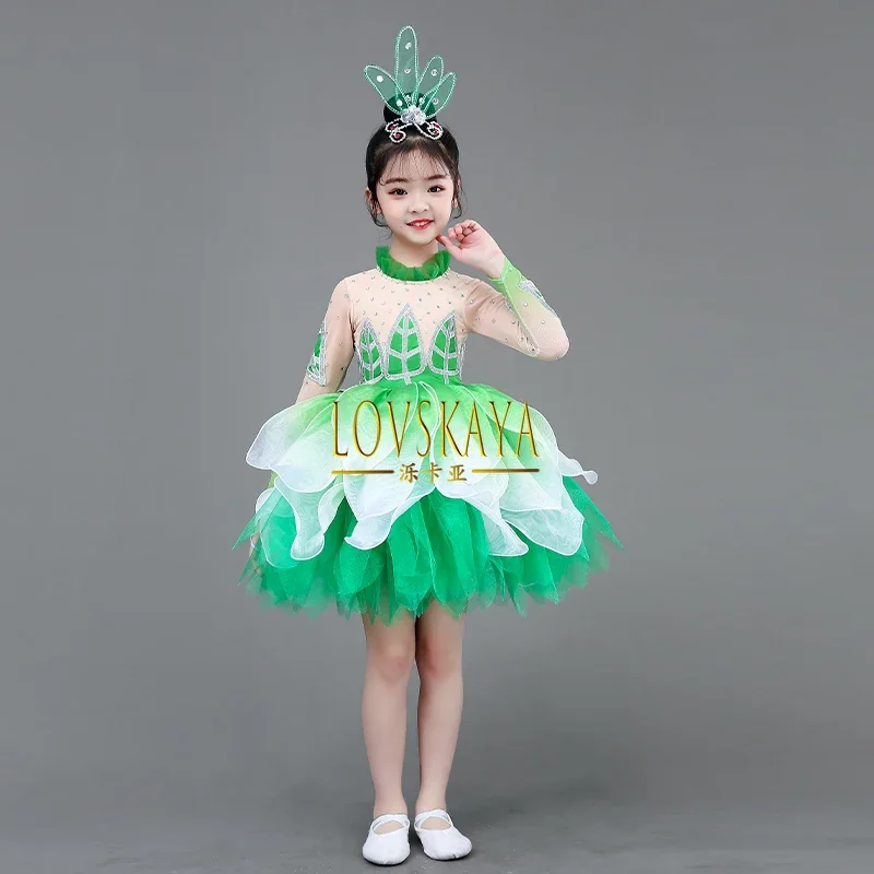 Xiaohe Fengcai Huaxian Children's Jasmine Blossom Performance Children's Lotus Pond Moonlight Dance Dress