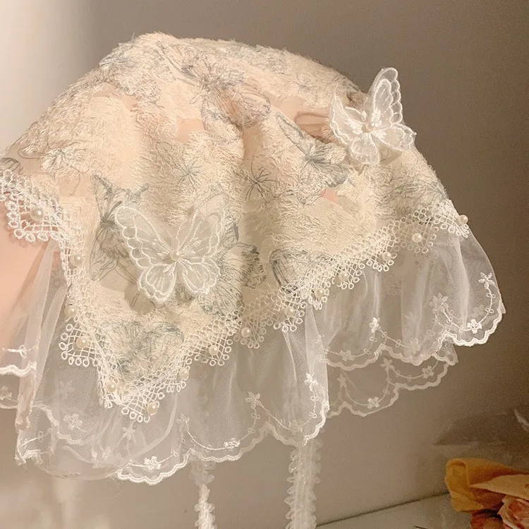

Bohemian Butterfly Lace Bandana Women's French Vintage Scarf Beach Cottage Core Head Wrap