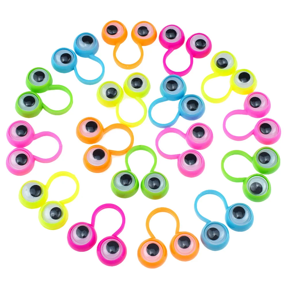 30 Pcs Halloween Child Small Toys Googly Eye Puppets Plastic Smart Rings Eyeball Finger
