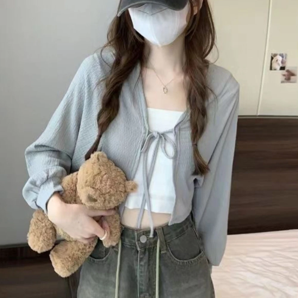 

Thai Lantern Sleeve Thin Cardigan Shawl Summer Sun Protection Women's Air Conditioning Shirt Sunshade Lightweight Knitted Top