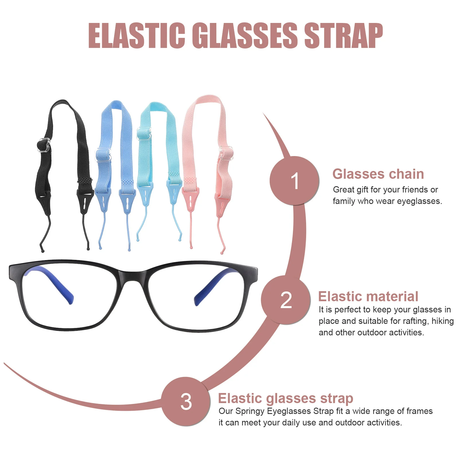 

4pcs Glasses Retainer Adjustable Non-Slip Eyeglass Cords For Sports Outdoor Anti-Lost Strap Elastic Glass Lanyard Replacement