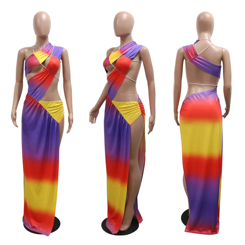 Tie Dye plisowana seksowna sukienka Dress Lady Bodycon suknie wieczorowe damskie letnie eleganckie luksusowe stroje plażowe Maxi klubowe długie