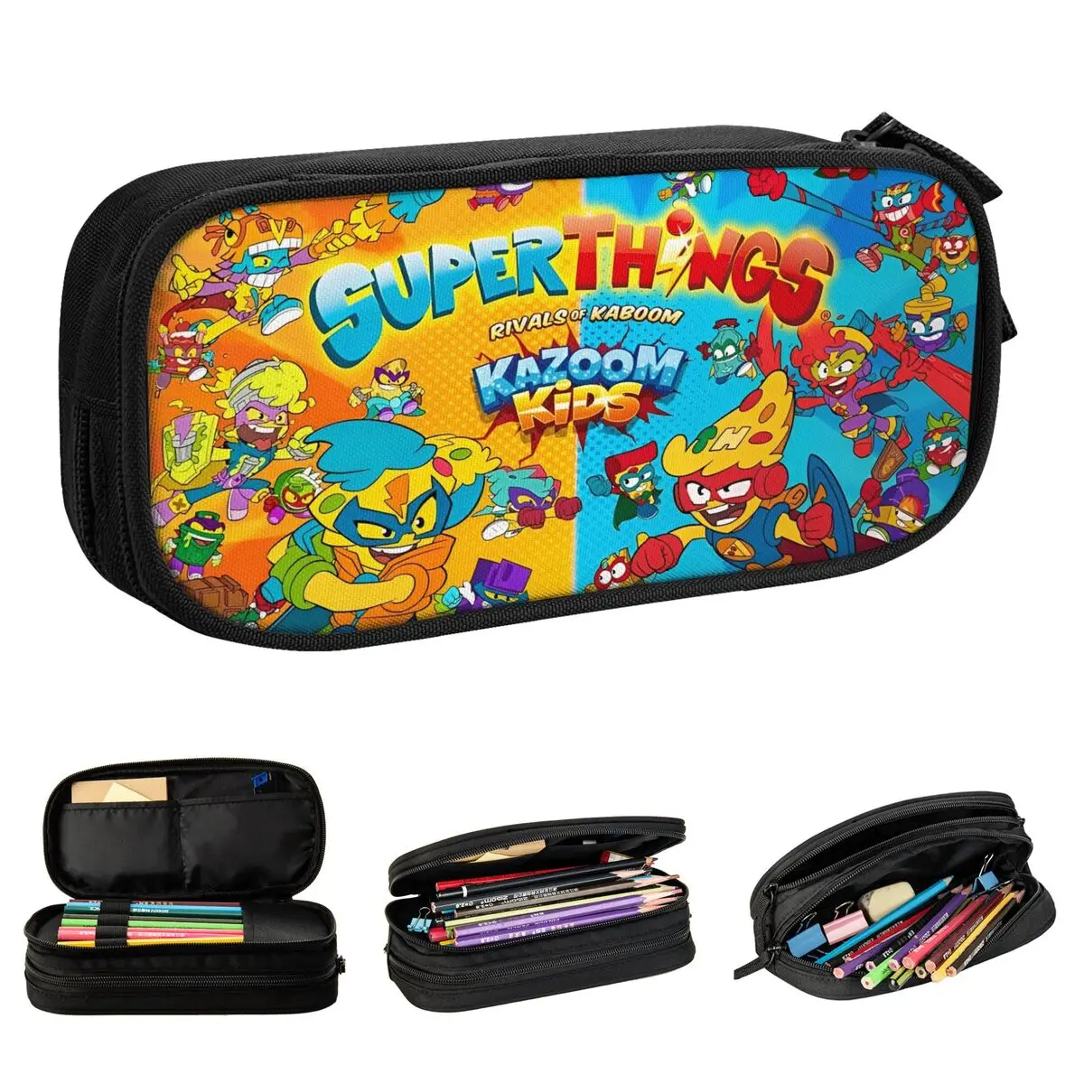 Estuche para lápices Super Zings, bonito y divertido estuche para lápices con bolígrafos Superzings, almacenamiento grande para niñas y niños, suministros escolares, estuche para lápices de regalo