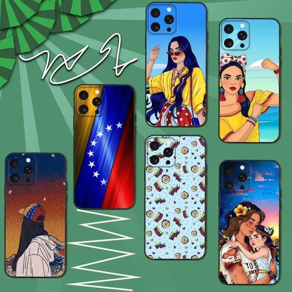 

V-Venezuela estheticS Phone Case For iPhone 12,13,14,11,12,17,16,15,Plus,Pro Max,XS,X,XR,SE,Mini,Soft Silicone Black Cover