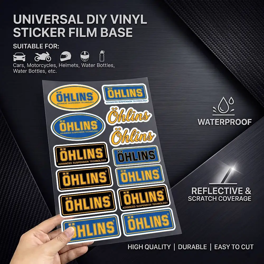 OHLINS Safety Reflective Waterproof Auto Decal Scratch Cover Stickers Universal For Bike Helmet Mug Refrigerator