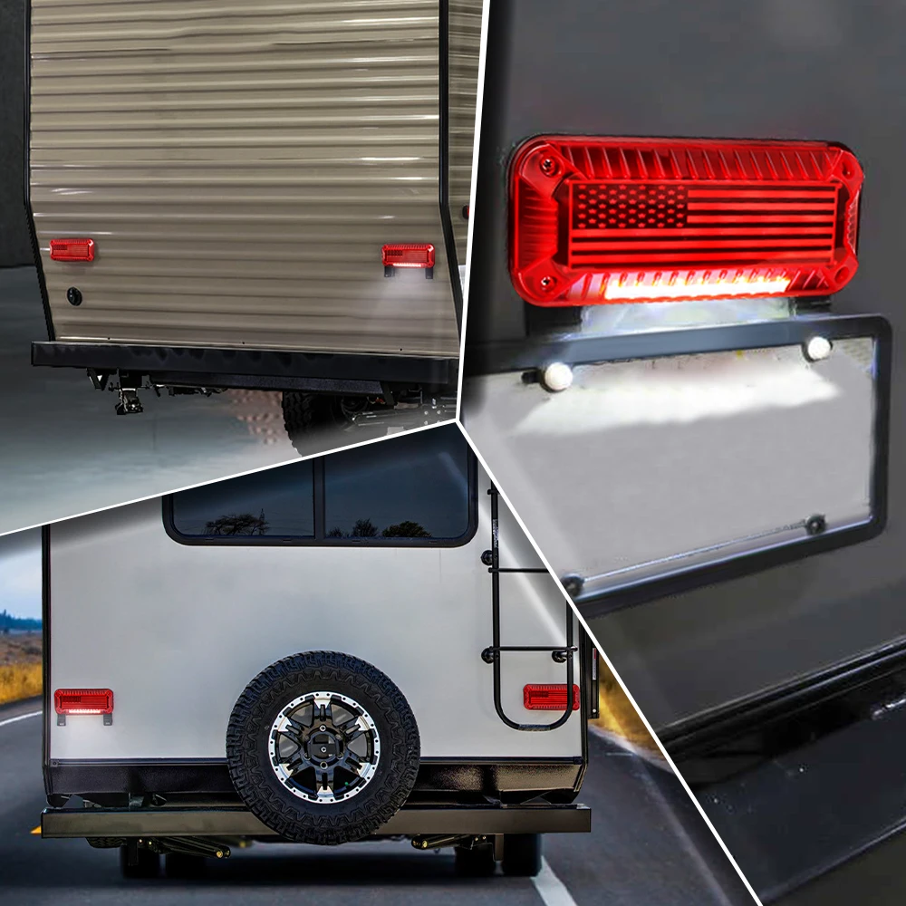 RV Camper مقطورة أضواء الذيل ، 57 LED ، تشغيل ، إشارة الانعطاف ، الفرامل ، ضوء لوحة ترخيص التوقف